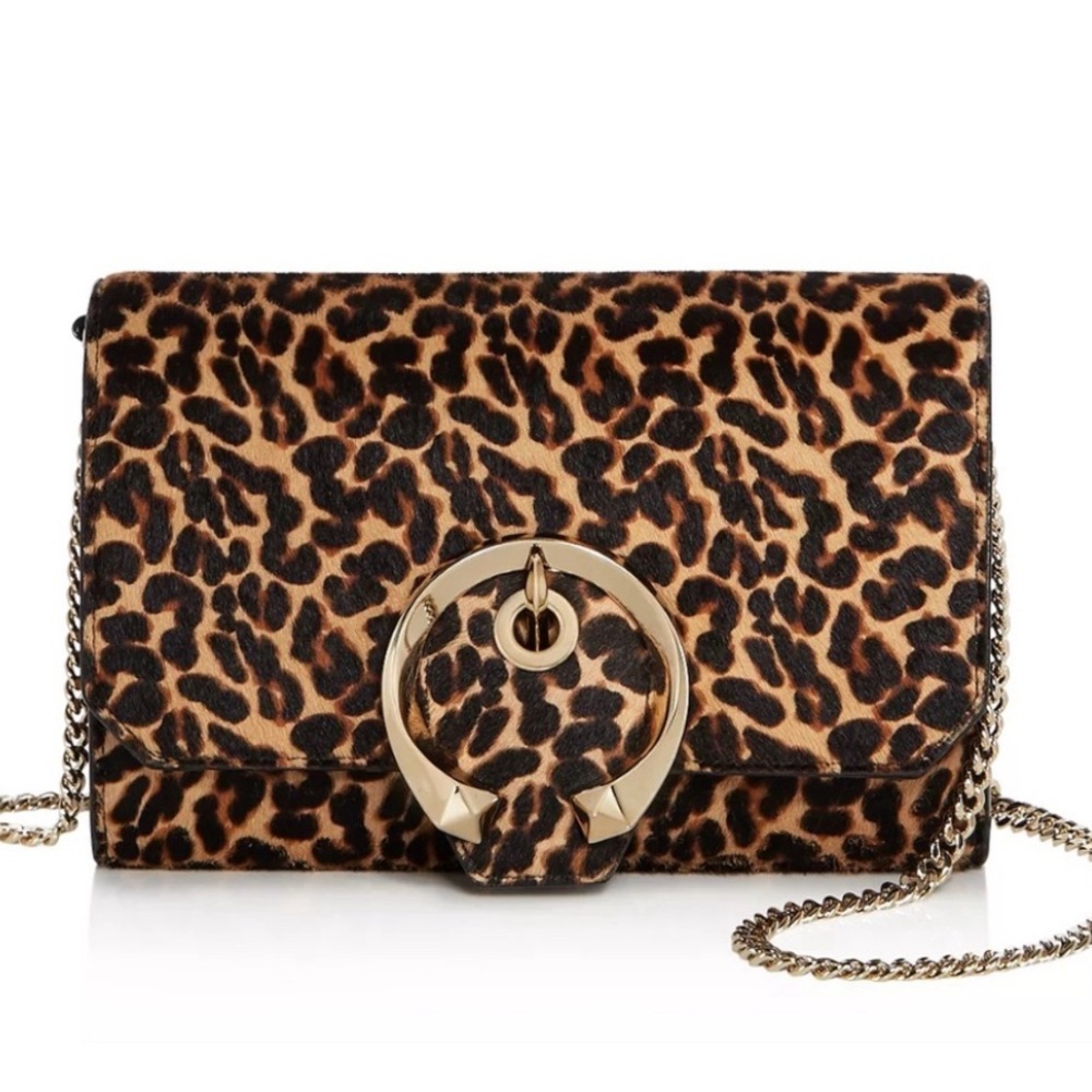 Jimmy Choo leopard print Madeline mini cross body bag.